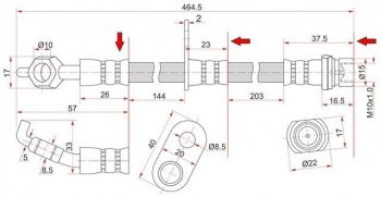 Тормозной шланг SAT (передний, правый)  Alphard  H10, Estima  AHR10,XR30, XR40