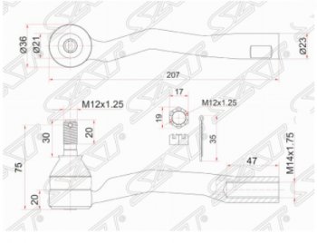 639 р. Левый наконечник рулевой тяги SAT  Toyota Avensis  T220 седан (1997-2003)  с доставкой в г. Калуга. Увеличить фотографию 1