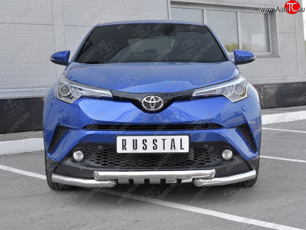 16 699 р. Защита переднего бампера (Ø63 мм с клыками, нержавейка) Russtal  Toyota C-HR  NGX10, ZGX10 (2016-2019)  с доставкой в г. Калуга