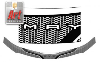 2 349 р. Дефлектор капота CA-Plastiс  Toyota Camry  XV70 (2017-2021) (Серия Art серебро)  с доставкой в г. Калуга. Увеличить фотографию 1