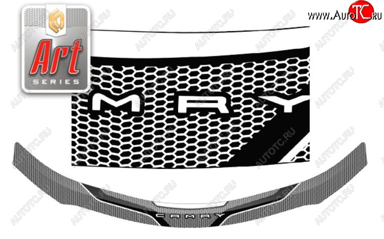 2 349 р. Дефлектор капота CA-Plastiс  Toyota Camry  XV70 (2017-2021) (Серия Art черная)  с доставкой в г. Калуга