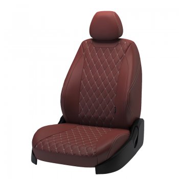 Чехлы для сидений Lord Autofashion Байрон (экокожа) Toyota Camry XV70 дорестайлинг (2017-2021)  (Коричневый, вставка коричневая, строчка бежевая)