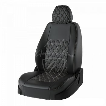 Чехлы для сидений Lord Autofashion Турин Ромб (экокожа) Toyota Camry XV50 дорестайлинг (2011-2014)