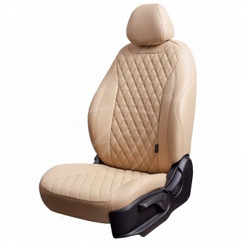 Чехлы для сидений Lord Autofashion Байрон (экокожа, раздельная спинка, подлокотник, отдельные бока, 3 Г-образных подголовника) Toyota Camry XV40 дорестайлинг (2006-2008)