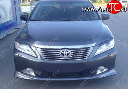 3 999 р. Накладка на передний бампер CT Toyota Camry XV50 дорестайлинг (2011-2014) (Неокрашенная)  с доставкой в г. Калуга