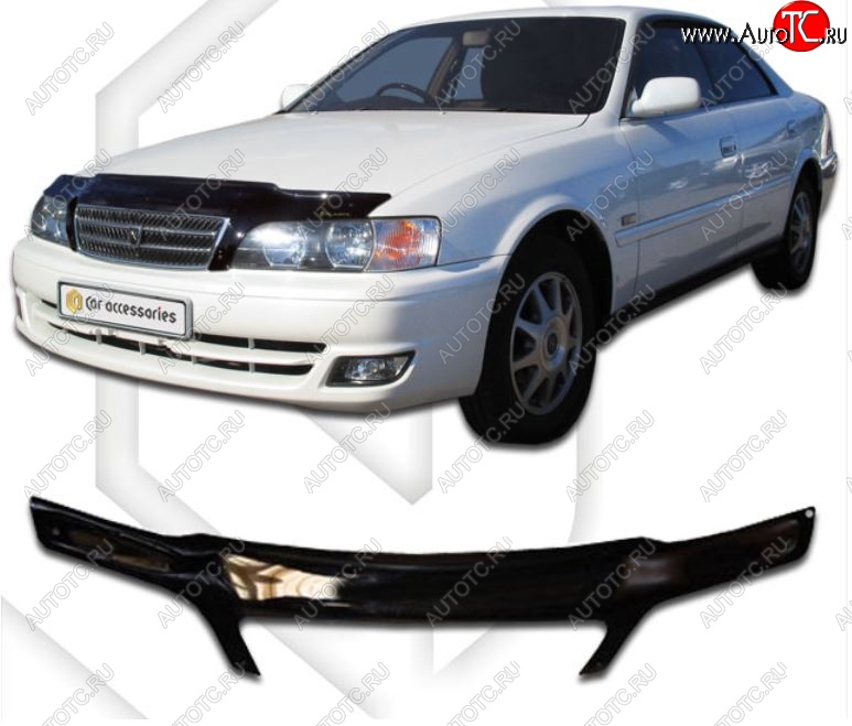 2 199 р. Дефлектор капота CA-Plastiс  Toyota Chaser (1996-2001) (Classic черный, Без надписи)  с доставкой в г. Калуга