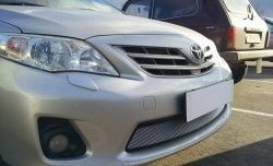 1 539 р. Сетка на бампер Russtal (хром)  Toyota Corolla  E150 (2009-2013)  с доставкой в г. Калуга. Увеличить фотографию 2