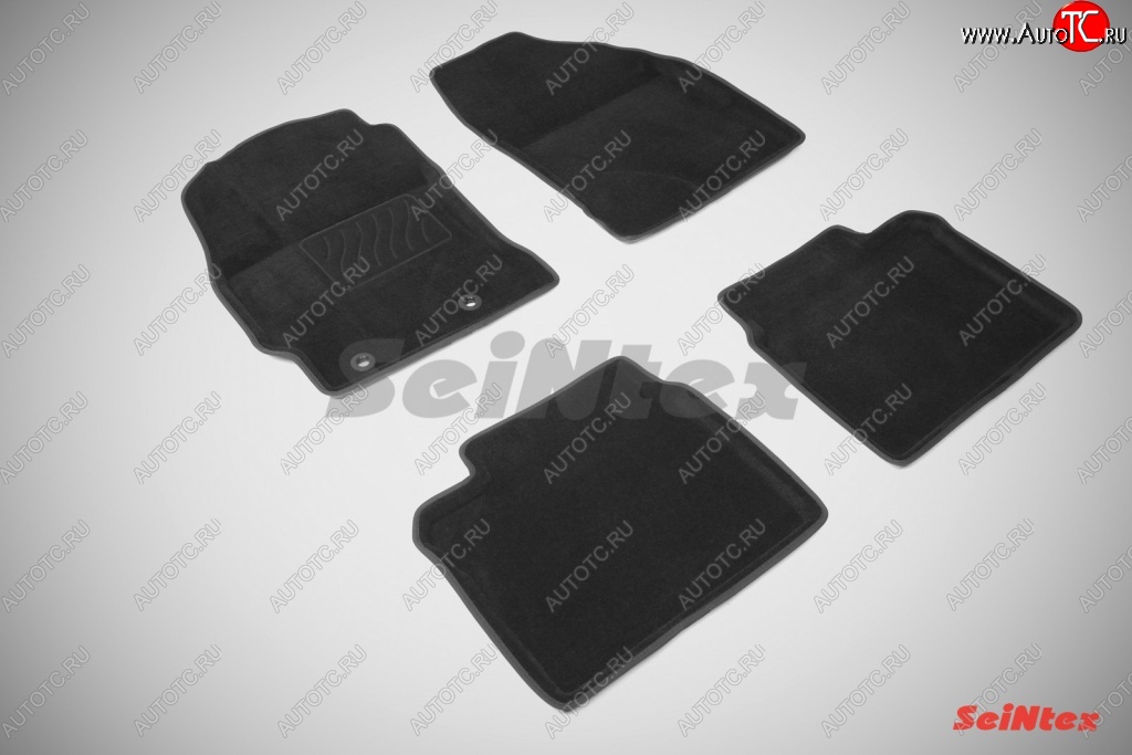 4 799 р. Износостойкие коврики в салон SeiNtex Premium 3D 4 шт. (ворсовые, черные)  Toyota Corolla  E180 (2013-2019)  с доставкой в г. Калуга