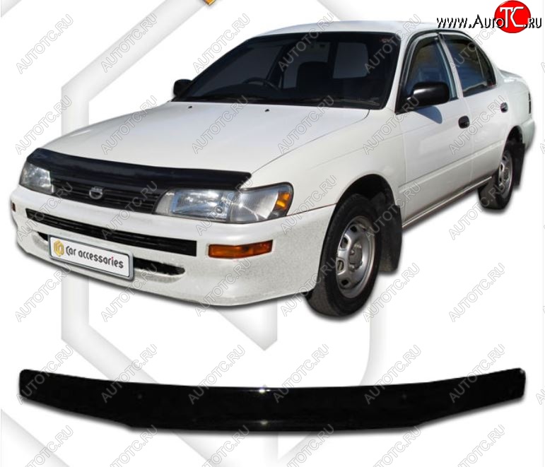 1 989 р. Дефлектор капота CA-Plastiс  Toyota Corolla  E110 (1991-1995) (Classic черный, Без надписи)  с доставкой в г. Калуга