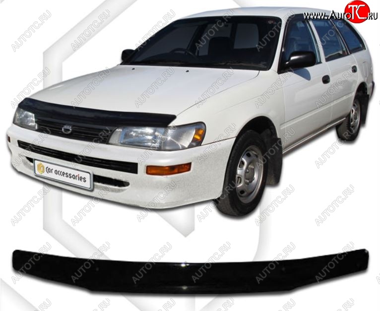 1 989 р. Дефлектор капота (E100, 103) CA-Plastiс Toyota Corolla E110 универсал дорестайлинг (1997-2000) (Classic черный, Без надписи)  с доставкой в г. Калуга