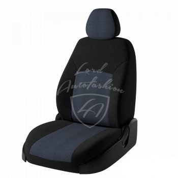 Чехлы для сидений Lord Autofashion Дублин (жаккард) Toyota Corolla E180 дорестайлинг (2013-2016)  (Черный, вставка Ёж Синий)