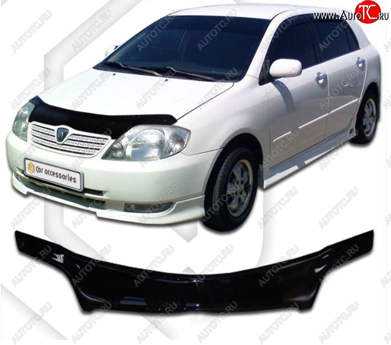 2 259 р. Дефлектор капота CA-Plastiс  Toyota Allex  E12# (2002-2004) (Classic черный, Без надписи)  с доставкой в г. Калуга