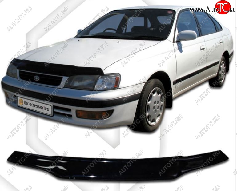 2 079 р. Дефлектор капота CA-Plastiс Toyota Corona T190 седан дорестайлинг (1992-1994) (Classic черный, Без надписи)  с доставкой в г. Калуга