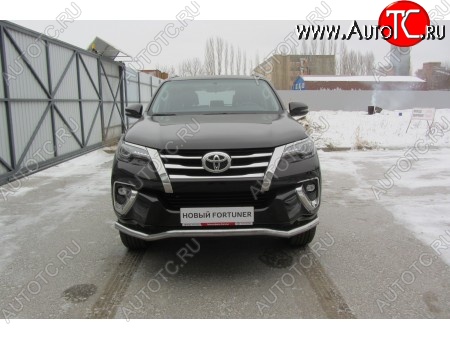 14 649 р. Защита переднего бампера Slitkoff (Ø 57 мм, волна)  Toyota Fortuner  AN160 (2015-2020) дорестайлинг (Нержавеющая сталь)  с доставкой в г. Калуга