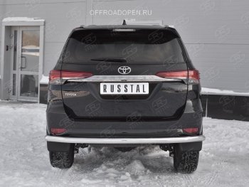 15 399 р. Защита заднего бампера (Ø63 мм, нержавейка) SLITKOFF  Toyota Fortuner  AN160 (2015-2020) дорестайлинг  с доставкой в г. Калуга. Увеличить фотографию 2