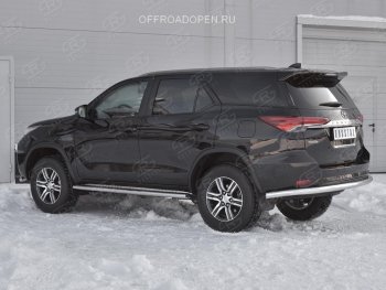 15 399 р. Защита заднего бампера (Ø63 мм, нержавейка) SLITKOFF  Toyota Fortuner  AN160 (2015-2020) дорестайлинг  с доставкой в г. Калуга. Увеличить фотографию 3