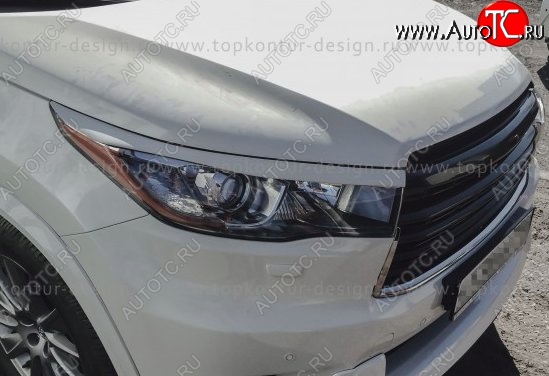 2 199 р. Реснички на фары TopKontur Design Toyota Highlander XU50 дорестайлинг (2013-2017) (Неокрашенные)  с доставкой в г. Калуга