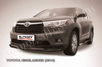 8 799 р. защита переднего бампера Slitkoff  Toyota Highlander  XU50 (2013-2017) (Цвет: серебристый)  с доставкой в г. Калуга. Увеличить фотографию 1