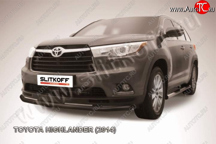 8 799 р. защита переднего бампера Slitkoff  Toyota Highlander  XU50 (2013-2017) (Цвет: серебристый)  с доставкой в г. Калуга