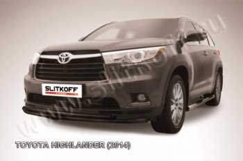 9 599 р. защита переднего бампера Slitkoff Toyota Highlander XU50 дорестайлинг (2013-2017) (Цвет: серебристый)  с доставкой в г. Калуга. Увеличить фотографию 1