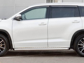25 699 р. Порожки для ног (Ø63) Russtal  Toyota Highlander  XU50 (2013-2017) (лист - алюминий, профиль - нержавейка)  с доставкой в г. Калуга. Увеличить фотографию 3