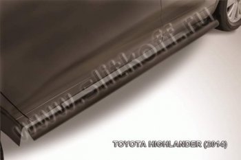 10 999 р. Защита порогов Slitkoff  Toyota Highlander  XU50 (2013-2017) (Цвет: серебристый)  с доставкой в г. Калуга. Увеличить фотографию 1
