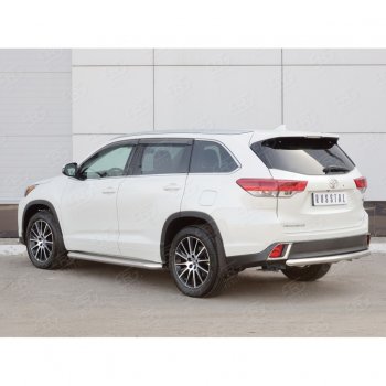 14 799 р. Защита заднего бампера (Ø63 мм, нержавейка) SLITKOFF  Toyota Highlander  XU50 (2013-2017) дорестайлинг  с доставкой в г. Калуга. Увеличить фотографию 2