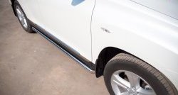 13 299 р. Защита порогов из круглой трубы диаметром 76 мм (рестайлинг) Russtal  Toyota Highlander  XU40 (2010-2013) (Защита порогов с со скосами на торцах (вариант 1))  с доставкой в г. Калуга. Увеличить фотографию 3