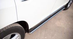 13 299 р. Защита порогов из круглой трубы диаметром 76 мм (рестайлинг) Russtal  Toyota Highlander  XU40 (2010-2013) (Защита порогов с со скосами на торцах (вариант 1))  с доставкой в г. Калуга. Увеличить фотографию 1