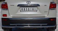 17 999 р. Защита заднего бампера (Ø63 и 42 мм, нержавейка) Russtal  Toyota Highlander  XU40 (2010-2013)  с доставкой в г. Калуга. Увеличить фотографию 1
