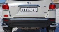 15 999 р. Защита заднего бампера (2 трубы Ø63 и 42 мм уголки, нержавейка) Russtal  Toyota Highlander  XU40 (2010-2013)  с доставкой в г. Калуга. Увеличить фотографию 1