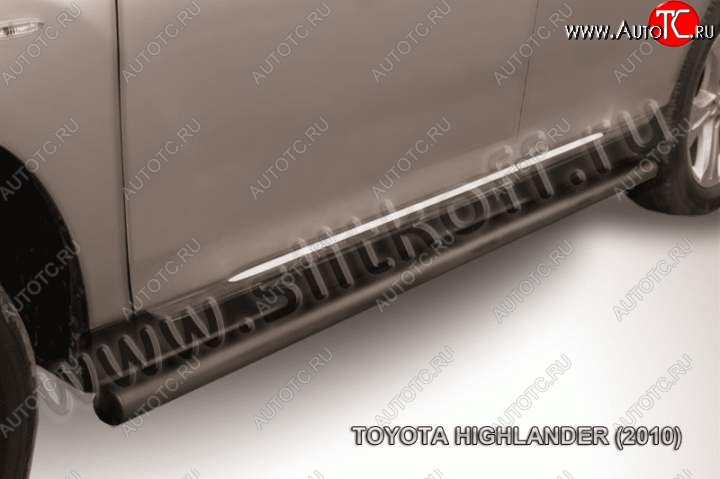 10 349 р. Защита порогов Slitkoff  Toyota Highlander  XU40 (2010-2013) рестайлинг (Цвет: серебристый)  с доставкой в г. Калуга