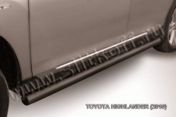10 249 р. Защита порогов Slitkoff  Toyota Highlander  XU40 (2010-2013) (Цвет: серебристый)  с доставкой в г. Калуга. Увеличить фотографию 1