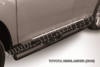 12 349 р. Защита порогов Slitkoff  Toyota Highlander  XU40 (2010-2013) (Цвет: серебристый)  с доставкой в г. Калуга. Увеличить фотографию 1