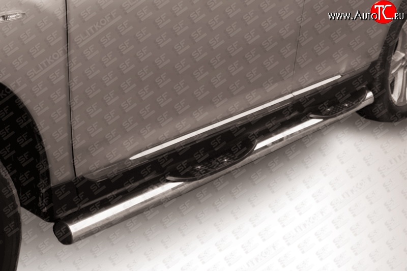 17 699 р. Защита порогов из трубы d76 мм с пластиковыми вставками для ног Slitkoff  Toyota Highlander  XU40 (2010-2013) (Цвет: нержавеющая полированная сталь)  с доставкой в г. Калуга