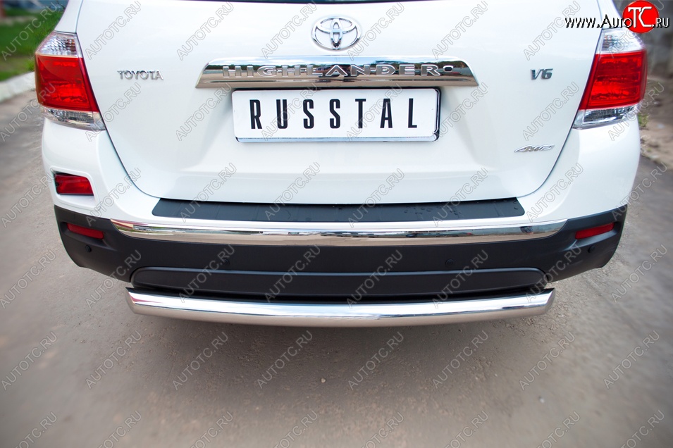 14 999 р. Защита заднего бампера (Ø76 мм, нержавейка) Russtal  Toyota Highlander  XU40 (2010-2013)  с доставкой в г. Калуга