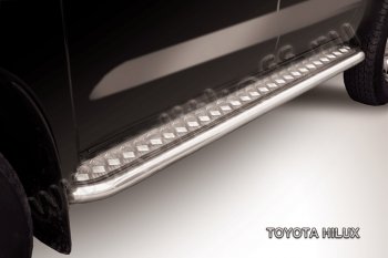 17 949 р. Широкая защита порогов из труб d57 с листом Slitkoff  Toyota Hilux  AN20,AN30 (2011-2016) (Полированная сталь )  с доставкой в г. Калуга. Увеличить фотографию 1