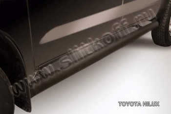 10 249 р. Защита порогов Slitkoff  Toyota Hilux  AN20,AN30 (2011-2016) (Цвет: серебристый)  с доставкой в г. Калуга. Увеличить фотографию 1