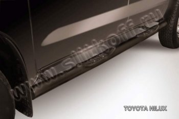 12 549 р. Защита порогов Slitkoff  Toyota Hilux  AN20,AN30 (2011-2016) (Цвет: серебристый)  с доставкой в г. Калуга. Увеличить фотографию 1