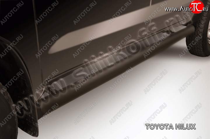 10 249 р. Защита порогов Slitkoff  Toyota Hilux  AN20,AN30 (2011-2016) (Цвет: серебристый)  с доставкой в г. Калуга