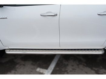 21 749 р. Широкая защита порогов с трубой диаметром 42 мм Russtal v2  Toyota Hilux  AN120 (2016-2020)  с доставкой в г. Калуга. Увеличить фотографию 3