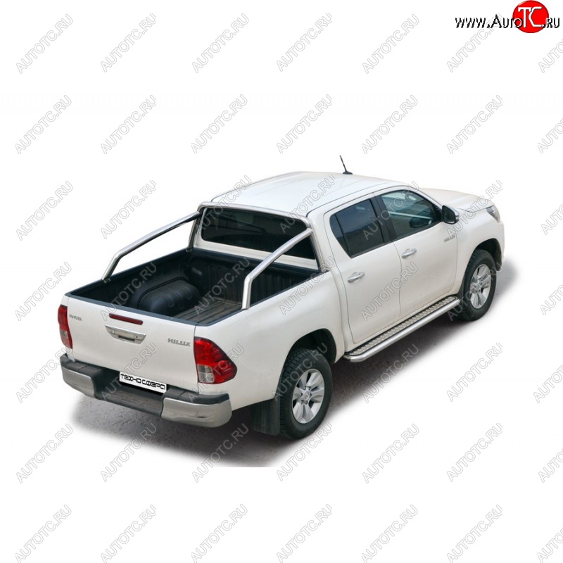 9 599 р. Защитная дуга багажника ТехноСфера (Техно Сфера) (Сталь с покрытием, d63.5 mm) Toyota Hilux AN120 дорестайлинг (2016-2020) (цвет: Серебристый)  с доставкой в г. Калуга