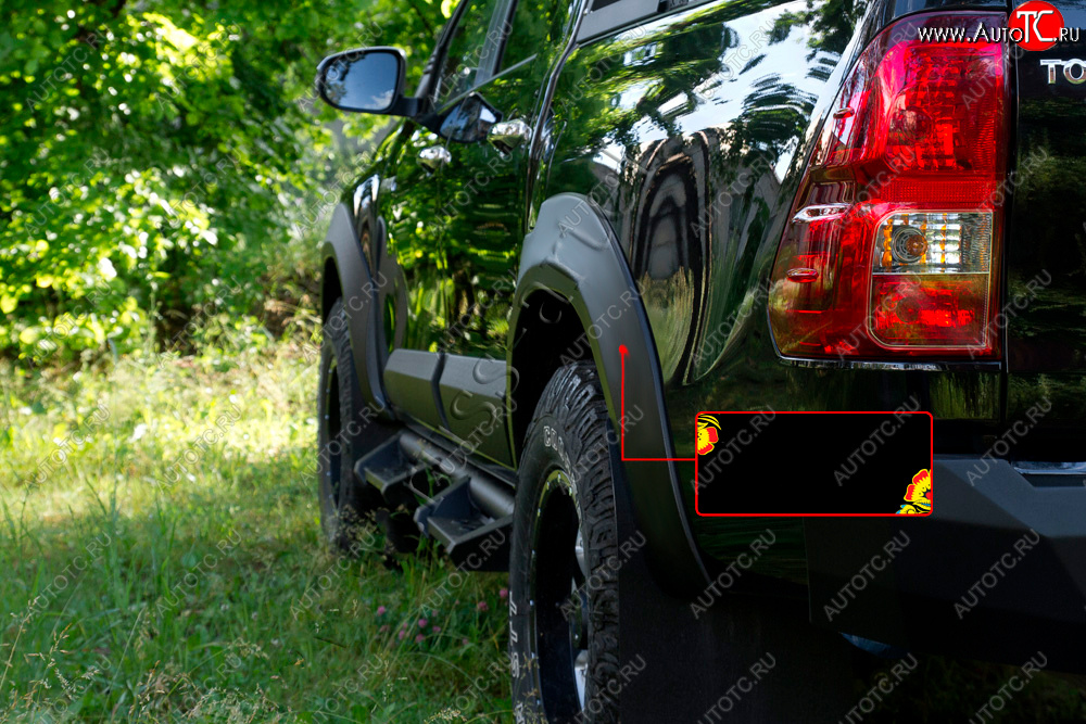 6 999 р. Расширитель арки RA (вылет 25 мм, задний левый)  Toyota Hilux  AN120 (2016-2020) (Поверхность глянец под покраску, Неокрашенный)  с доставкой в г. Калуга