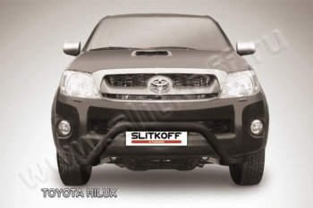 19 599 р. Кенгурятник d76 низкий широкий мини Slitkoff  Toyota Hilux  AN10,AN20 (2008-2011) (Цвет: серебристый)  с доставкой в г. Калуга. Увеличить фотографию 1