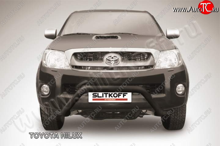 19 599 р. Кенгурятник d76 низкий широкий мини Slitkoff  Toyota Hilux  AN10,AN20 (2008-2011) (Цвет: серебристый)  с доставкой в г. Калуга