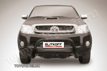 18 749 р. Кенгурятник d76 низкий Slitkoff  Toyota Hilux  AN10,AN20 (2008-2011) (Цвет: серебристый)  с доставкой в г. Калуга. Увеличить фотографию 1