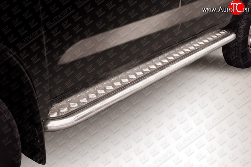 17 699 р. Широкая защита порогов из труб d57 с листом Slitkoff Toyota Hilux AN10,AN20 1-ый рестайлинг (2008-2011) (Полированная сталь)  с доставкой в г. Калуга