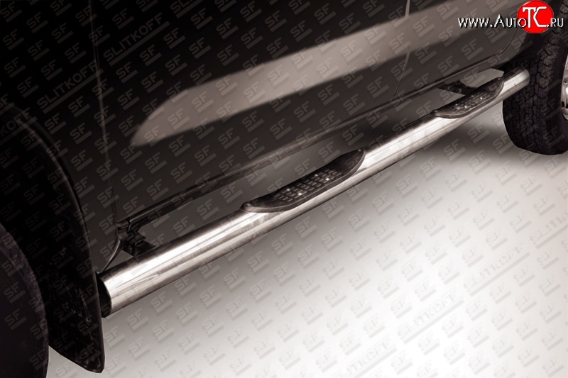 17 899 р. Защита порогов из трубы d76 мм с пластиковыми вставками для ног Slitkoff Toyota Hilux AN10,AN20 дорестайлинг (2004-2008) (дорестайлинг)  с доставкой в г. Калуга