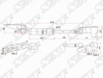 1 339 р. Правый газовый упор крышки багажника SAT Toyota Ipsum ACM20 дорестайлинг (2001-2003)  с доставкой в г. Калуга. Увеличить фотографию 1