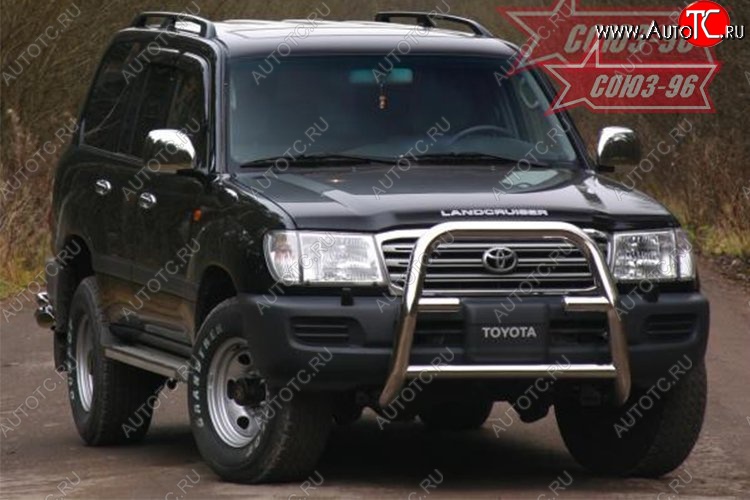 23 039 р. Защита переднего бампера под лебедку Souz-96 (d76) Toyota Land Cruiser 100 дорестайлинг (1998-2002)  с доставкой в г. Калуга